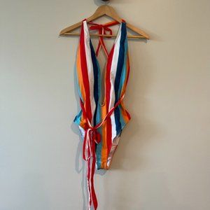 Multicolored stripe one piece / Size XL